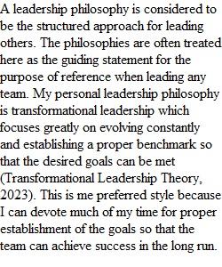 Personal Leadership Philosophy Reflection